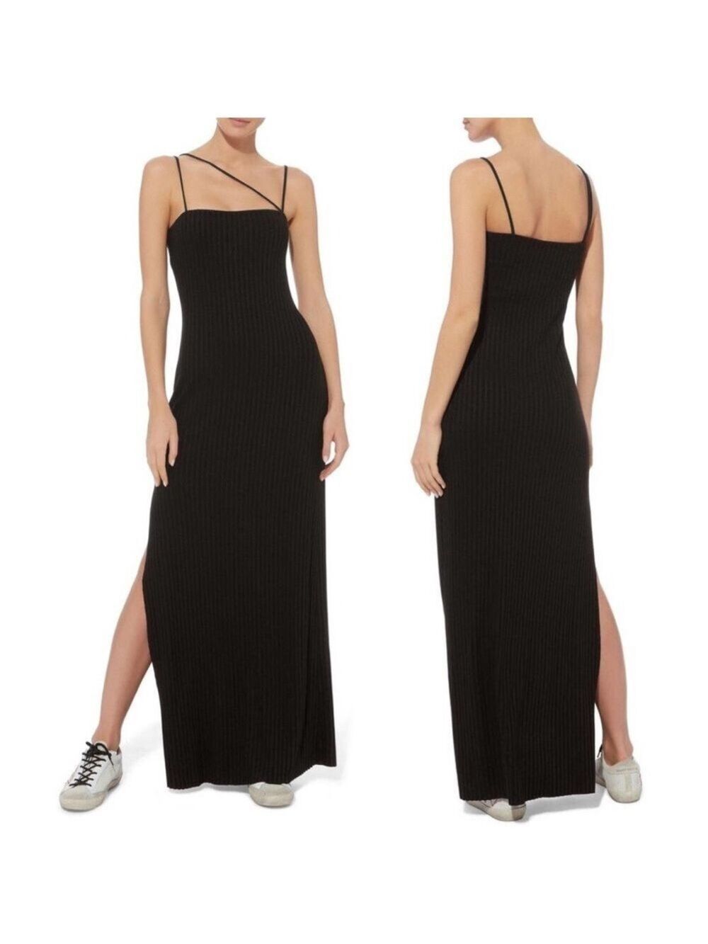 THE RANGE Black Ribbed Suspension Maxi Dress